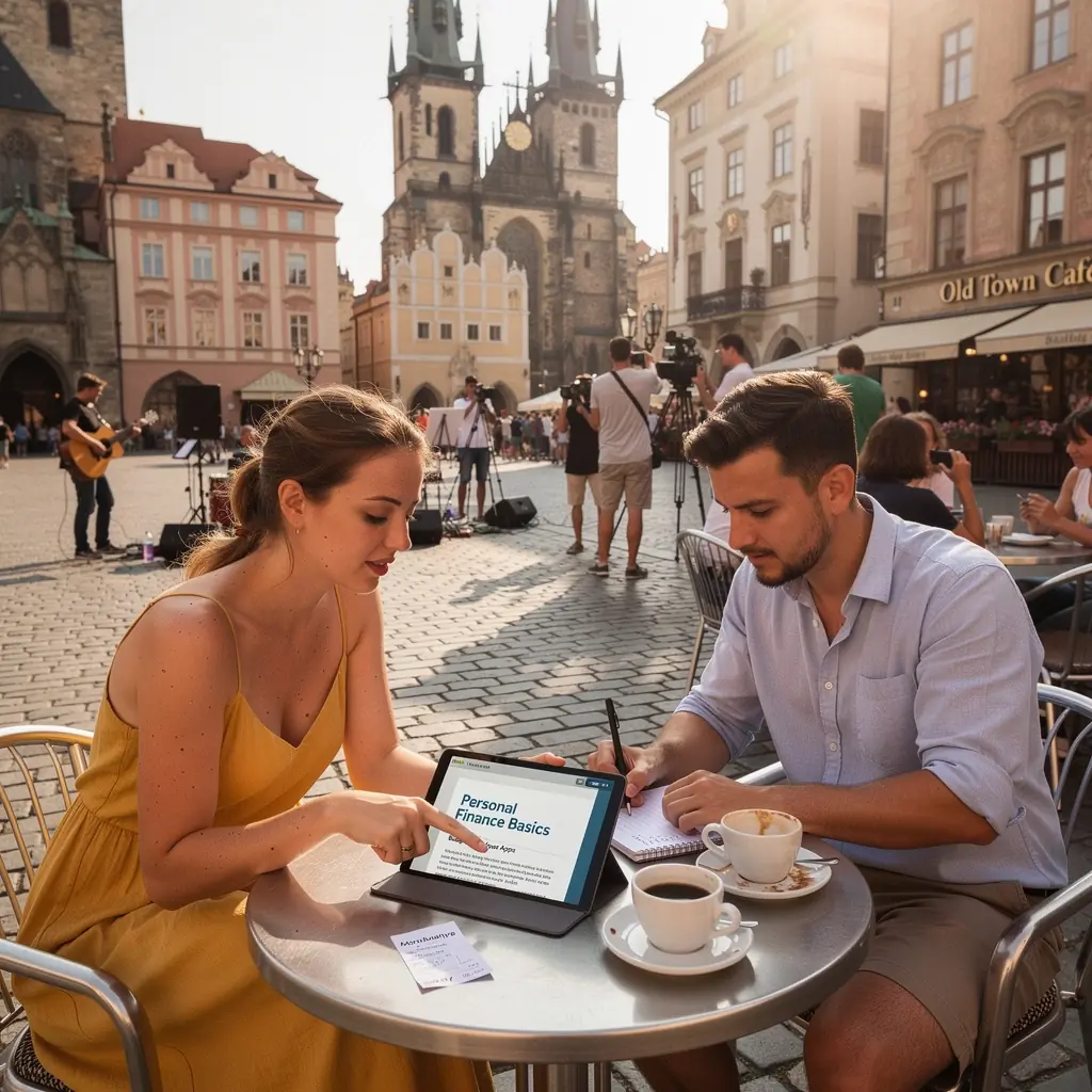 Graf zobrazený na obrazovce, ilustrující měsíční výdaje a příjmy.