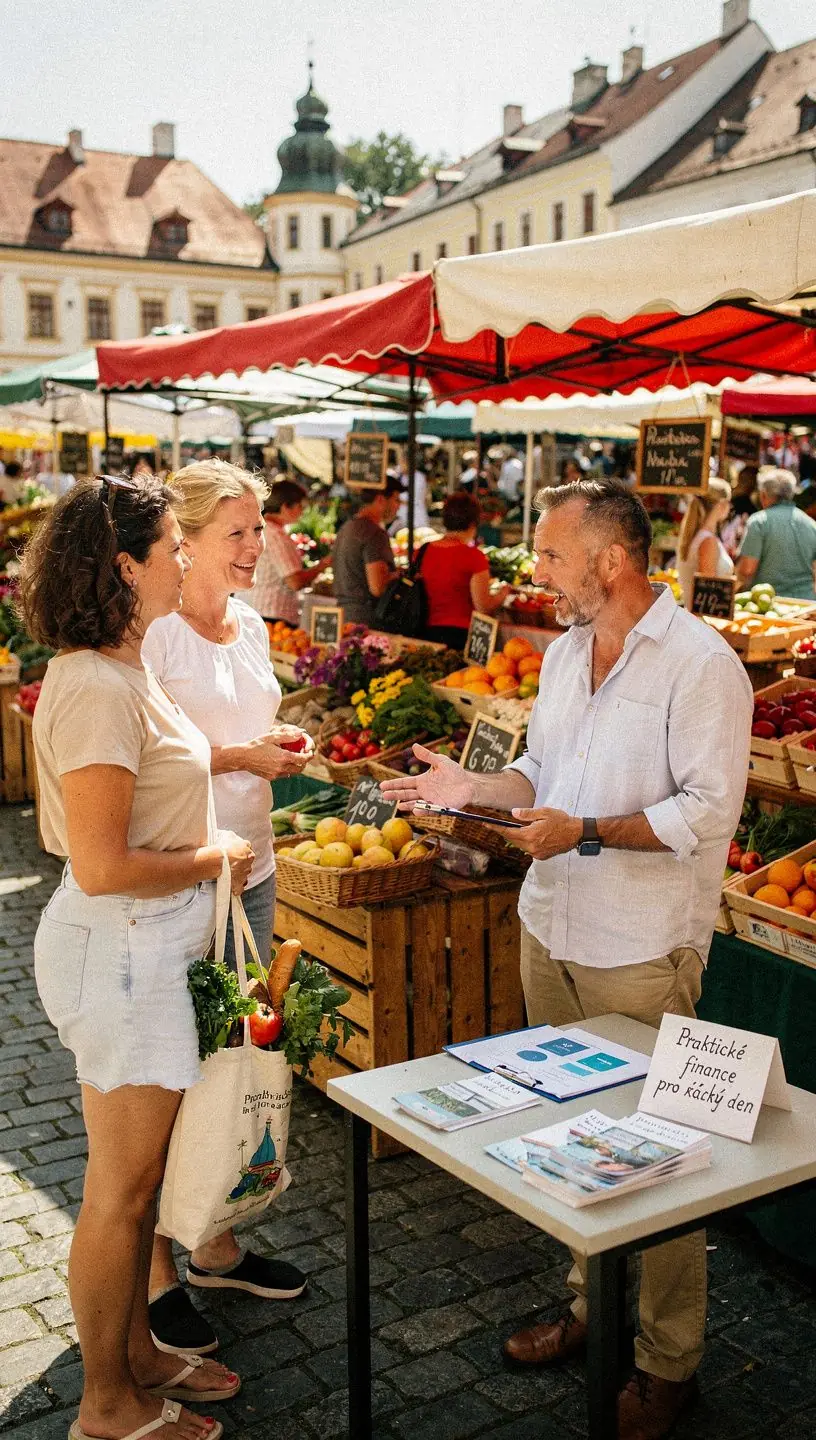 Žena procházející knihovnu, vybírající knihy o správě peněz.